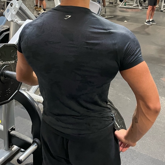 GYMSHARK MEN CAMO BLACK WORKOUT GYM BODYBUILDING BODYBUILDER T SHIRT ATHLETE GUY - Picture 11 of 16